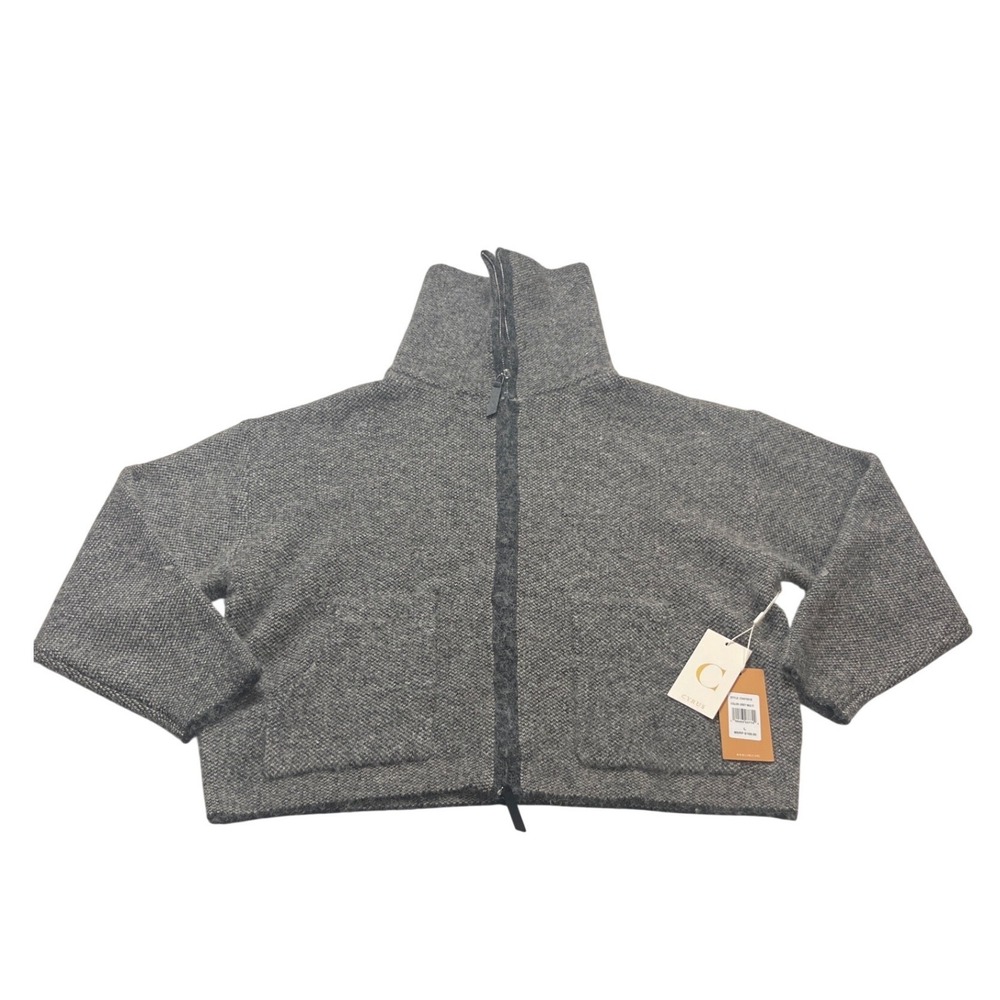 Cyrus W L Grey Multi Marled Full Zip Funnel Neck Sweater Jacket CV072518 NWT